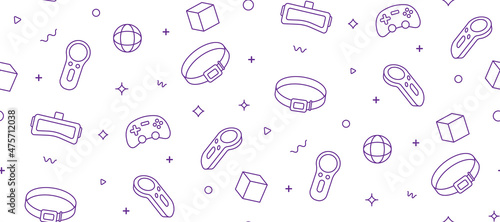 Monochrome seamless pattern with VR devices