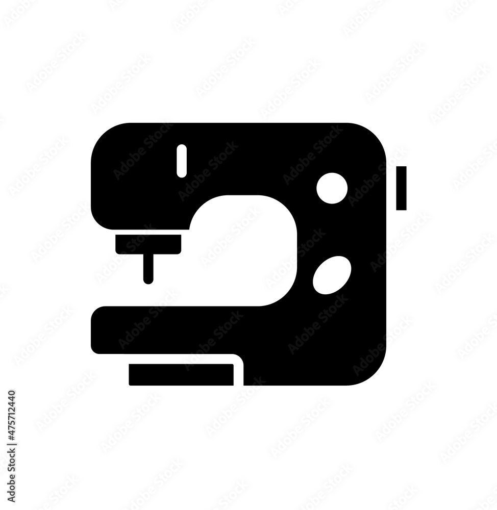 Sewing Machine icon. Vector graphic glyph style isolated on white background Sewing Machine icon. Vector graphic glyph style isolated on white background