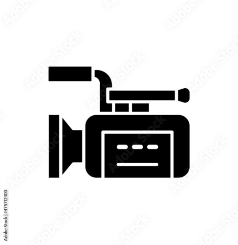 Video Camera icon. Vector graphic glyph style isolated on white background