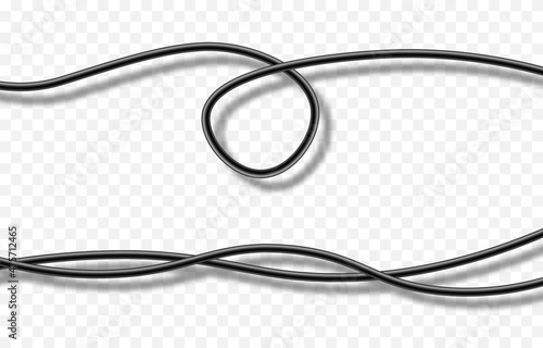 Realistic vector isolated wires. PNG wires, intertwined png wires, network, communication, cable.