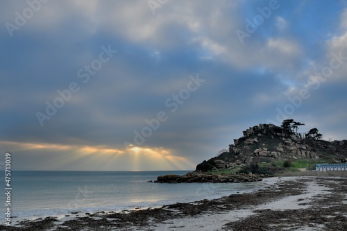 Seascape at sunset in Brittany France