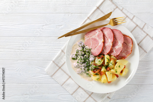 Judd mat gaardebounen, pork neck with broad beans photo