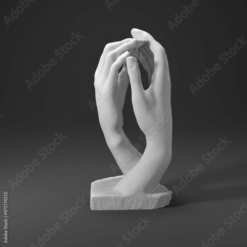 3D render art statue sculpture Cathedral musee rodin hand Auguste Rodin