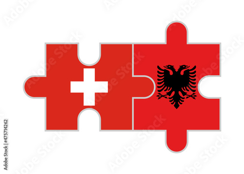 puzzle pieces of switzerland and albania flags. vector illustration isolated on white background