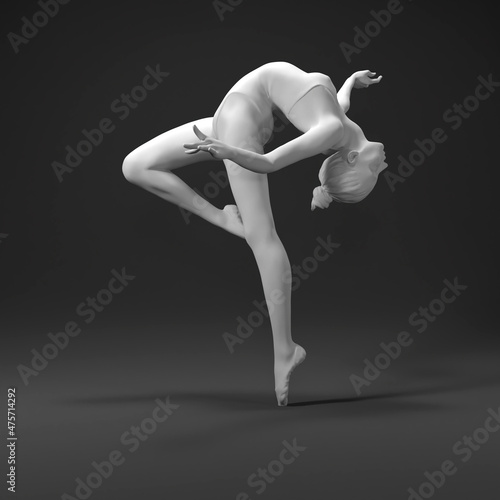 3D render art statue sculpture dance woman ballet dancer studio