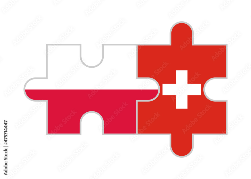 puzzle pieces of poland and switzerland flags. vector illustration isolated on white background puzzle pieces of poland and switzerland flags. vector illustration isolated on white background