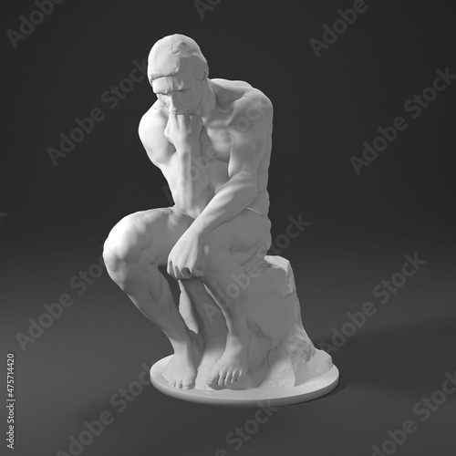Obraz na plátně 3D render art statue sculpture thinker musee Auguste Rodin france