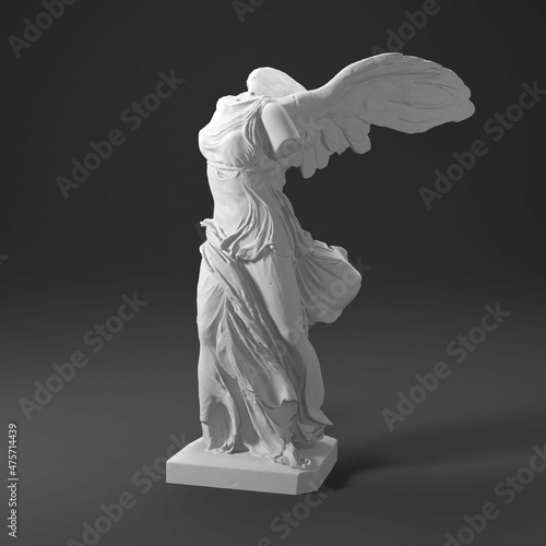 Fotografia, Obraz 3D render art statue sculpture winged victory samothrace louvre paris