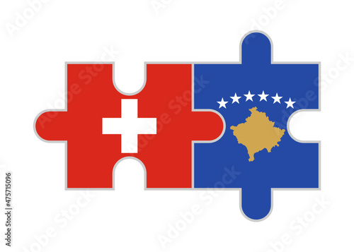 puzzle pieces of switzerland and kosovo flags. vector illustration isolated on white background