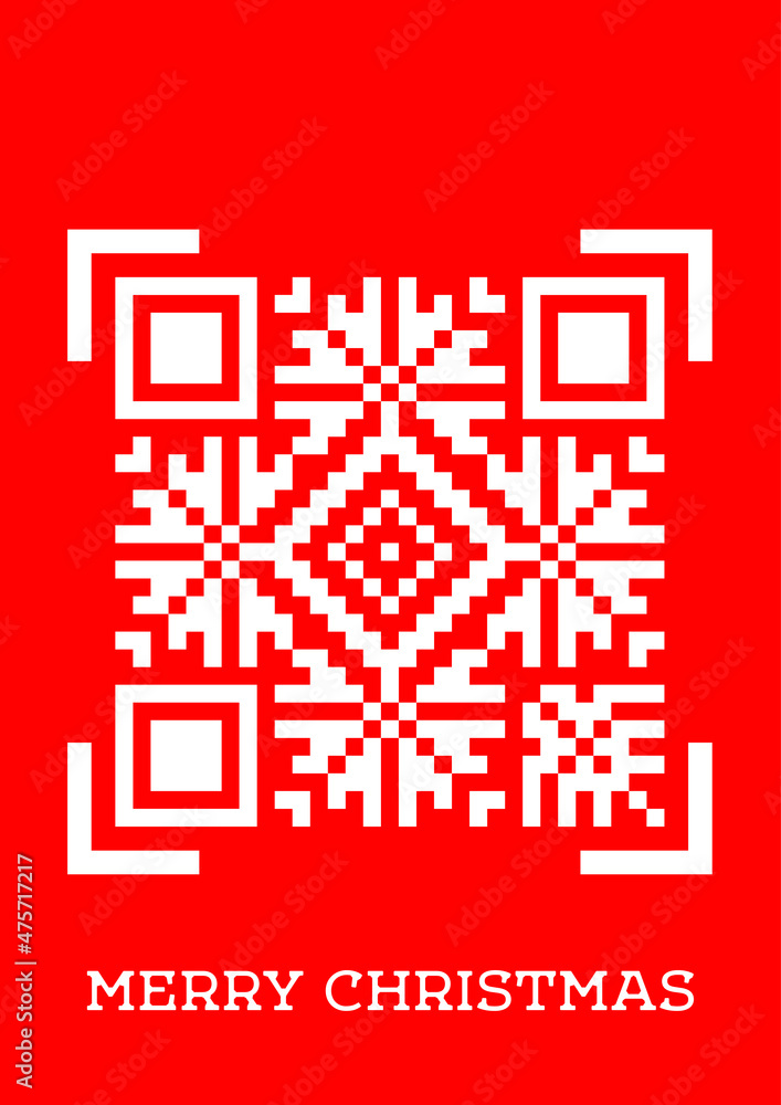 vector festive christmas snowflake pattern stylized as qr code isolated on red background. christmas sweater, embroidery, snowflake, new year. useful for Christmas holidays, greeting cards, prints vector festive christmas snowflake pattern stylized as qr code isolated on red background. christmas sweater, embroidery, snowflake, new year. useful for Christmas holidays, greeting cards, prints