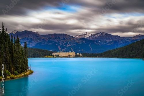 Lake Louise with Rocky Mountains in Banff National Park  Alberta  Canada