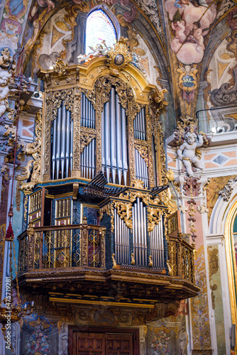 large organ in the church. sacred music.