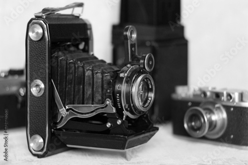 Antique film rangefinder and SLR cameras
