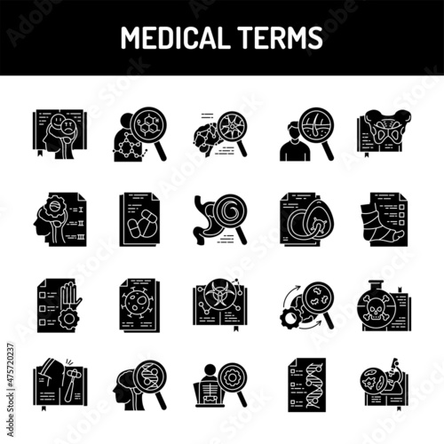Medical terms line icons set. Isolated vector element.