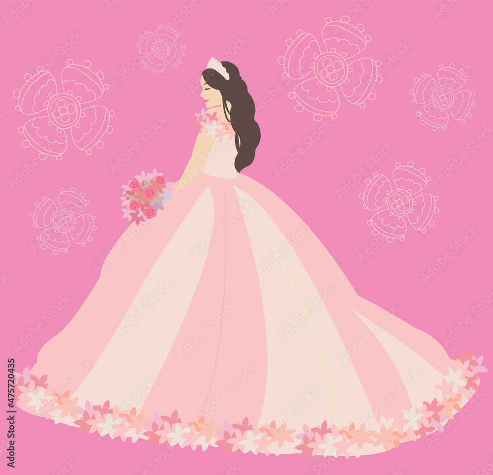 illustration of a flat girl bride in a dress illustration of a flat girl bride in a dress
