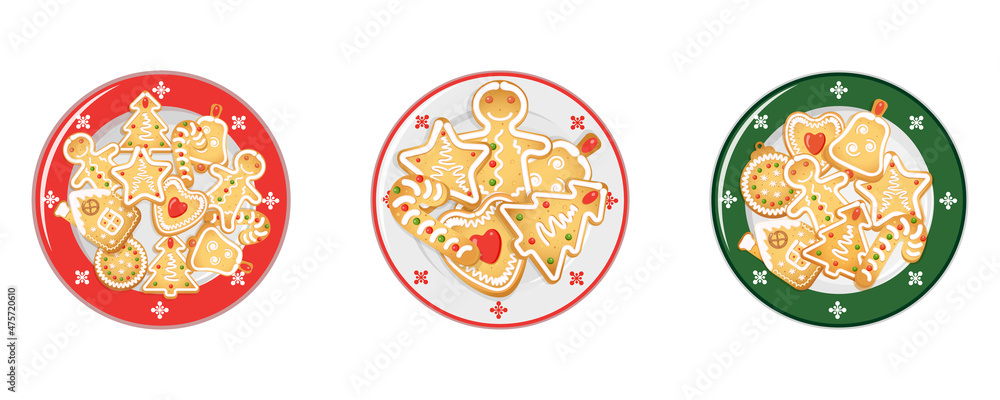 Christmas gingerbread cookies on porcelain platter. Christmas gingerbread cookies on porcelain platter.
