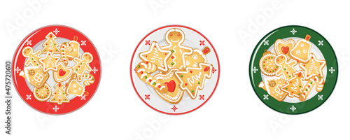 Christmas gingerbread cookies on porcelain platter.