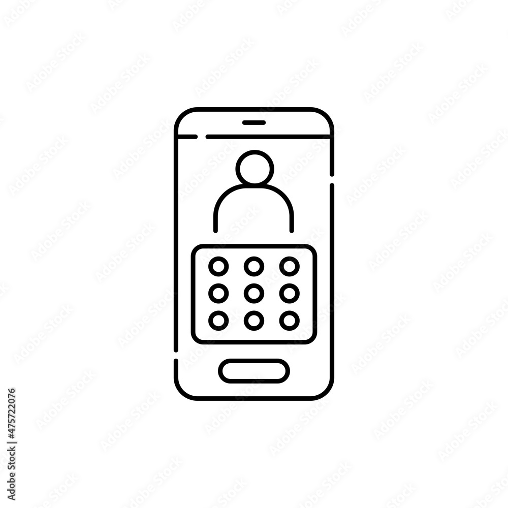 Password on smartphone line icon. Isolated vector element. Password on smartphone line icon. Isolated vector element.