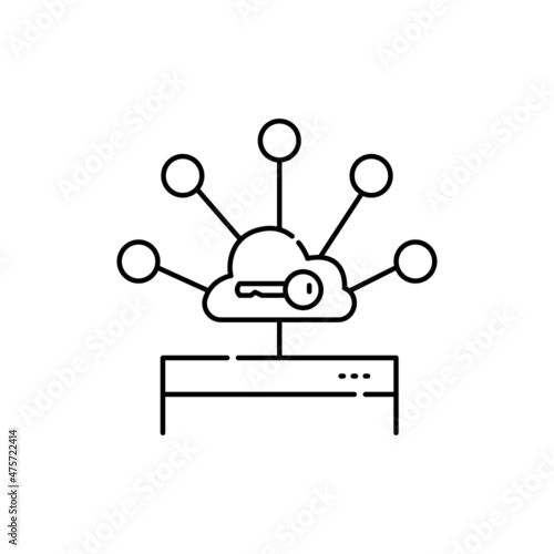 Single sign-on technology line icon. Isolated vector element.