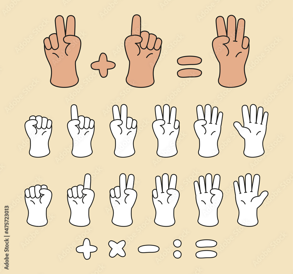 Count on your fingers. A set of palms with fingers showing the number. Count on your fingers. A set of palms with fingers showing the number.