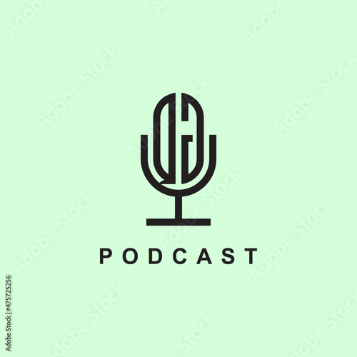 Creative Initial Letters QJ Logo for Podcast Or Music.