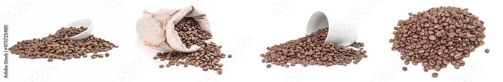 Fototapeta premium Collage of roast coffee isolated on white