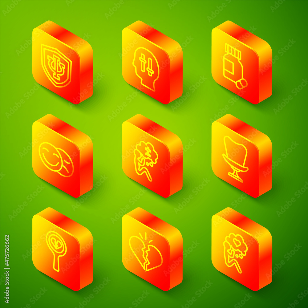 Set line Psychology, Psi, Solution to the problem, Sedative pills, Comedy and tragedy masks, Man graves funeral sorrow, Armchair, Broken heart divorce and icon. Vector Set line Psychology, Psi, Solution to the problem, Sedative pills, Comedy and tragedy masks, Man graves funeral sorrow, Armchair, Broken heart divorce and icon. Vector