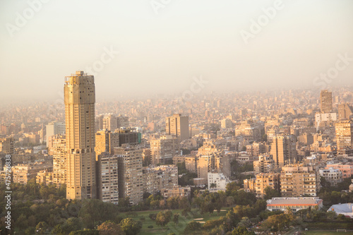 Beautiful view of the center of Cairo and Zamalek island from the Cairo Tower in Cairo  Egypt