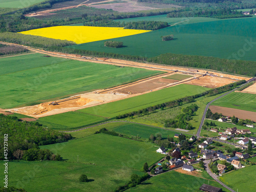 vue aérienne de la campagne à Fretteville dans l'Eure en France