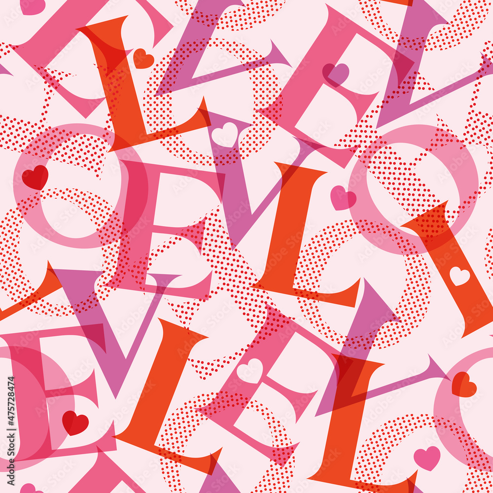 Cute Love typography seamless pattern ,Design for fashion ,valentines day, fabric, textile, wallpaper, cover, web , wrapping and all prints
