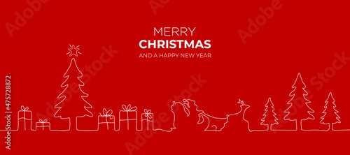 Merry christmas and happy new year on red background. Greeting card, invitation, flyer vector.