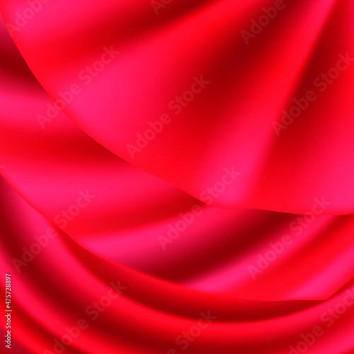 red abstract background, realistic folds of fabric