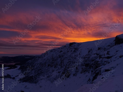 sunset over the mountains in winter © Teodor
