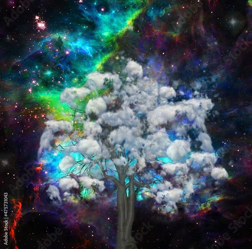 Fototapeta Naklejka Na Ścianę i Meble -  Clouds tree in space