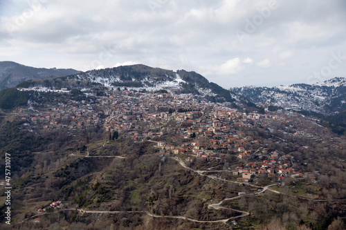 Panoramic view of Metsovo village in North Greece