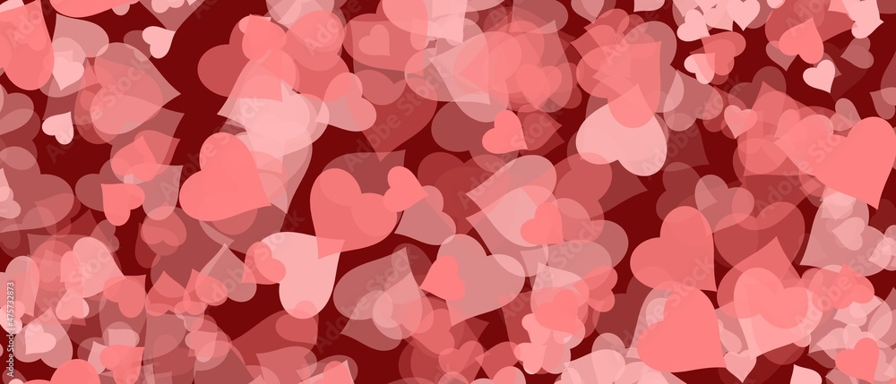 Soft Red and Pink Love background hearts Valentine abstract pattern