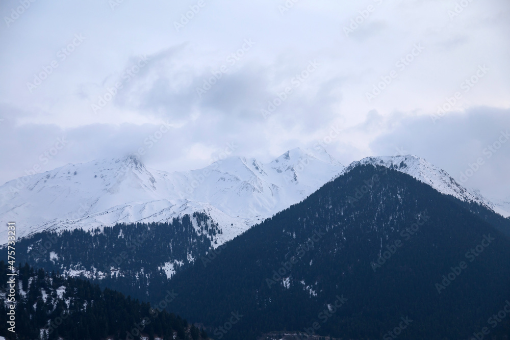 Mountain covered with snow in Metsovo Greece