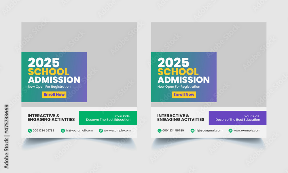 Kids School Admission Social Media Instagram Post Template