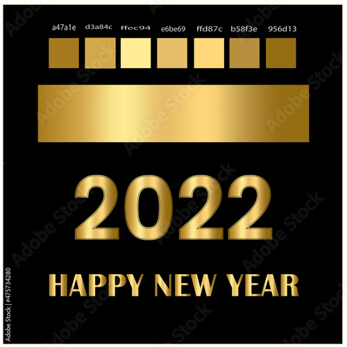 happy new year 2022 using golden gradient