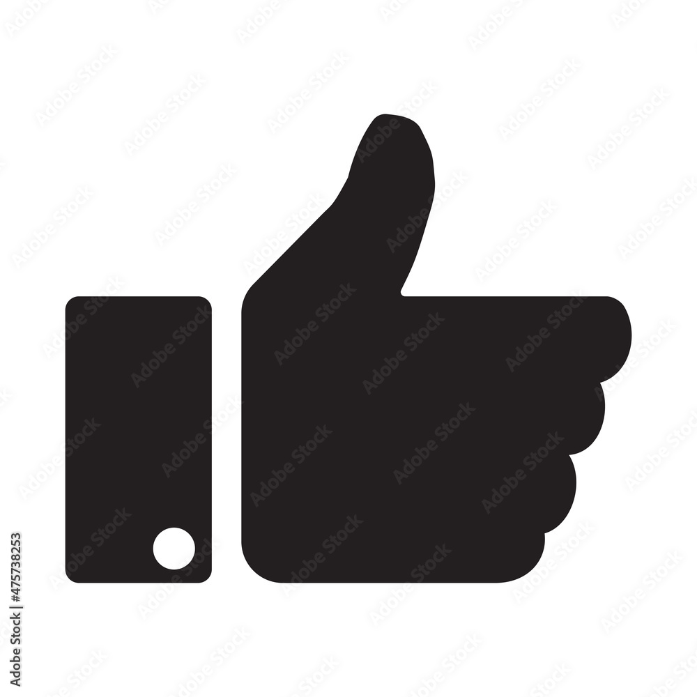 like and thumbs up icon in simple style on white background. like and thumbs up icon in simple style on white background.