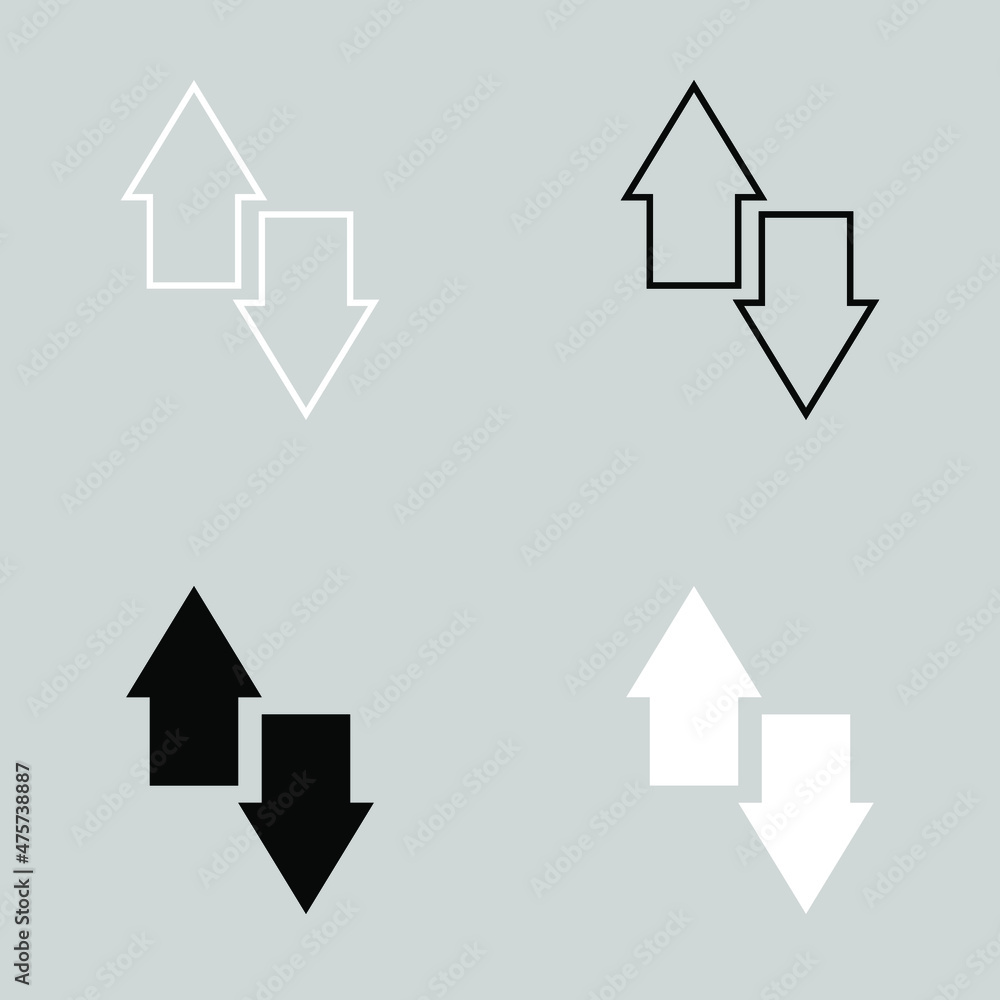 Set of Data Transfer icon. Flat icon. Transfer arrow icon vector illustration on gray background Set of Data Transfer icon. Flat icon. Transfer arrow icon vector illustration on gray background