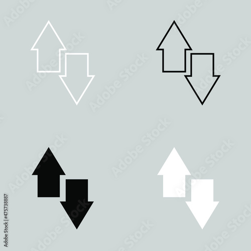 Set of Data Transfer icon. Flat icon. Transfer arrow icon vector illustration on gray background