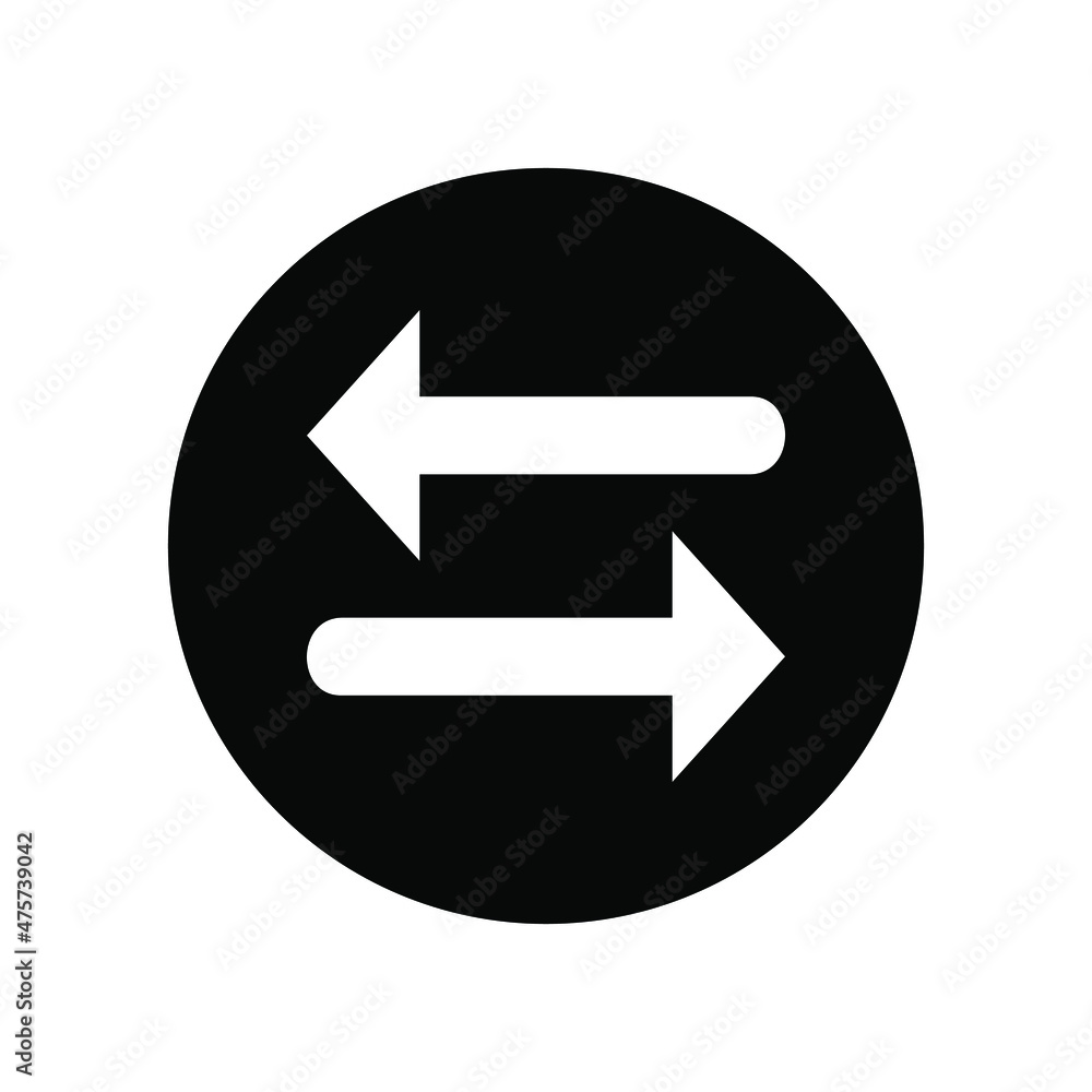 Transfer arrow icon. Flat icon. Exchange icon. Transfer arrow icon vector illustration in circle isolated on white background Transfer arrow icon. Flat icon. Exchange icon. Transfer arrow icon vector illustration in circle isolated on white background