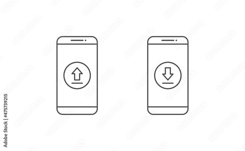Smartphone and upload download icon line vector design Smartphone and upload download icon line vector design
