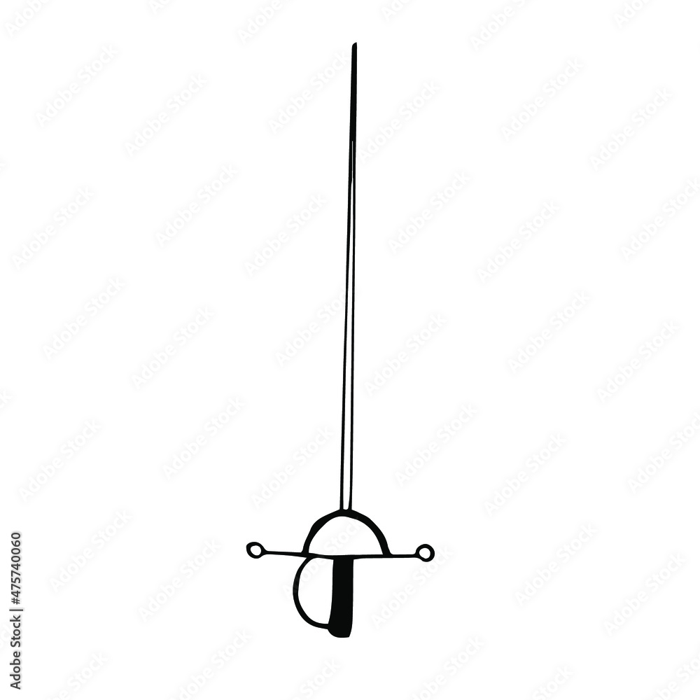 Fencing rapier vector illustration, hand drawing doodle Fencing rapier vector illustration, hand drawing doodle