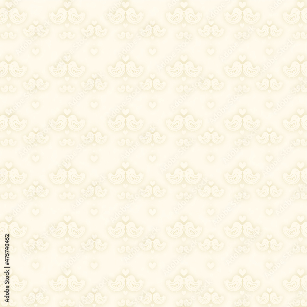 yellow pattern of couple of birds and hearts. yellow pattern of couple of birds and hearts.