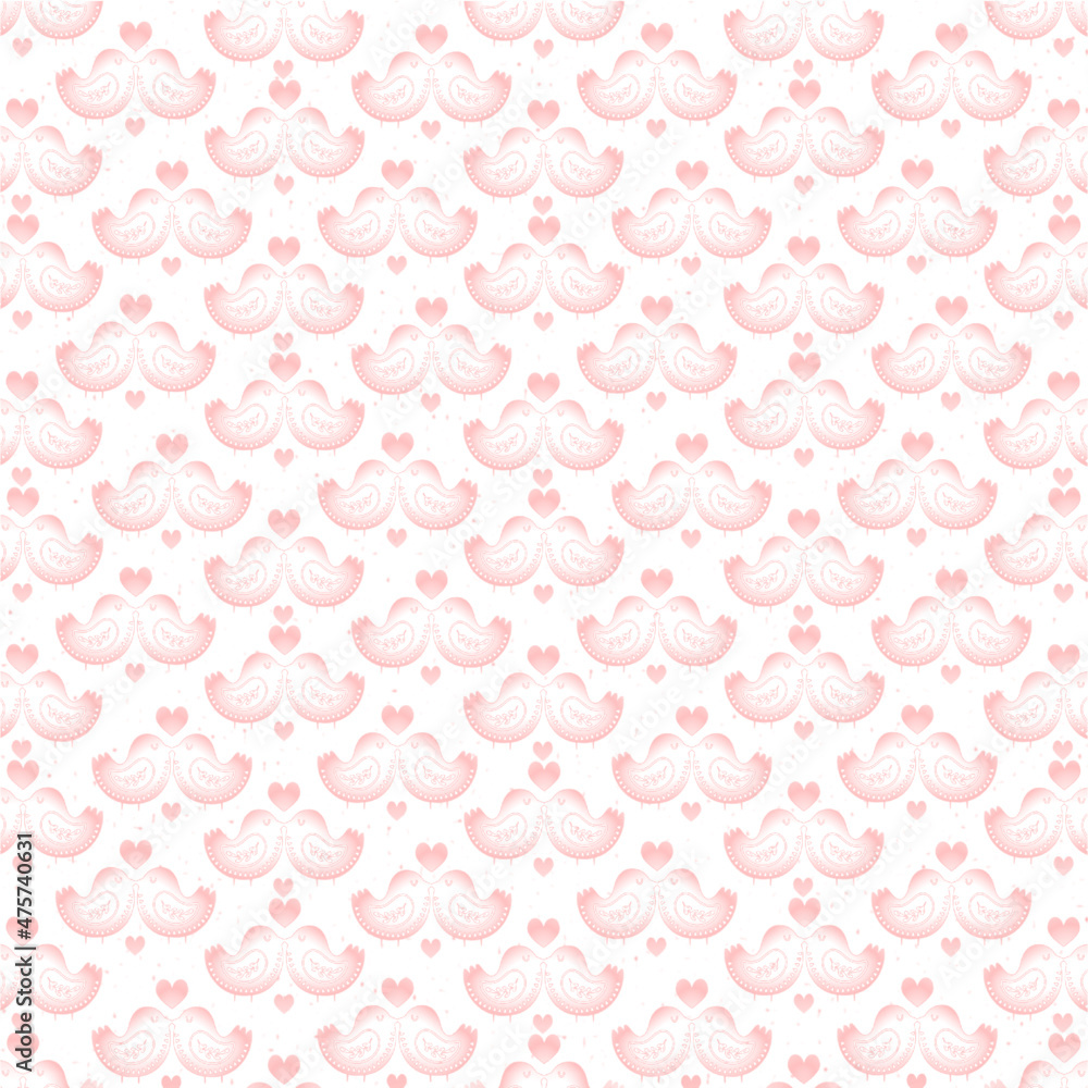 pink pattern of birds in love. pink pattern of birds in love.