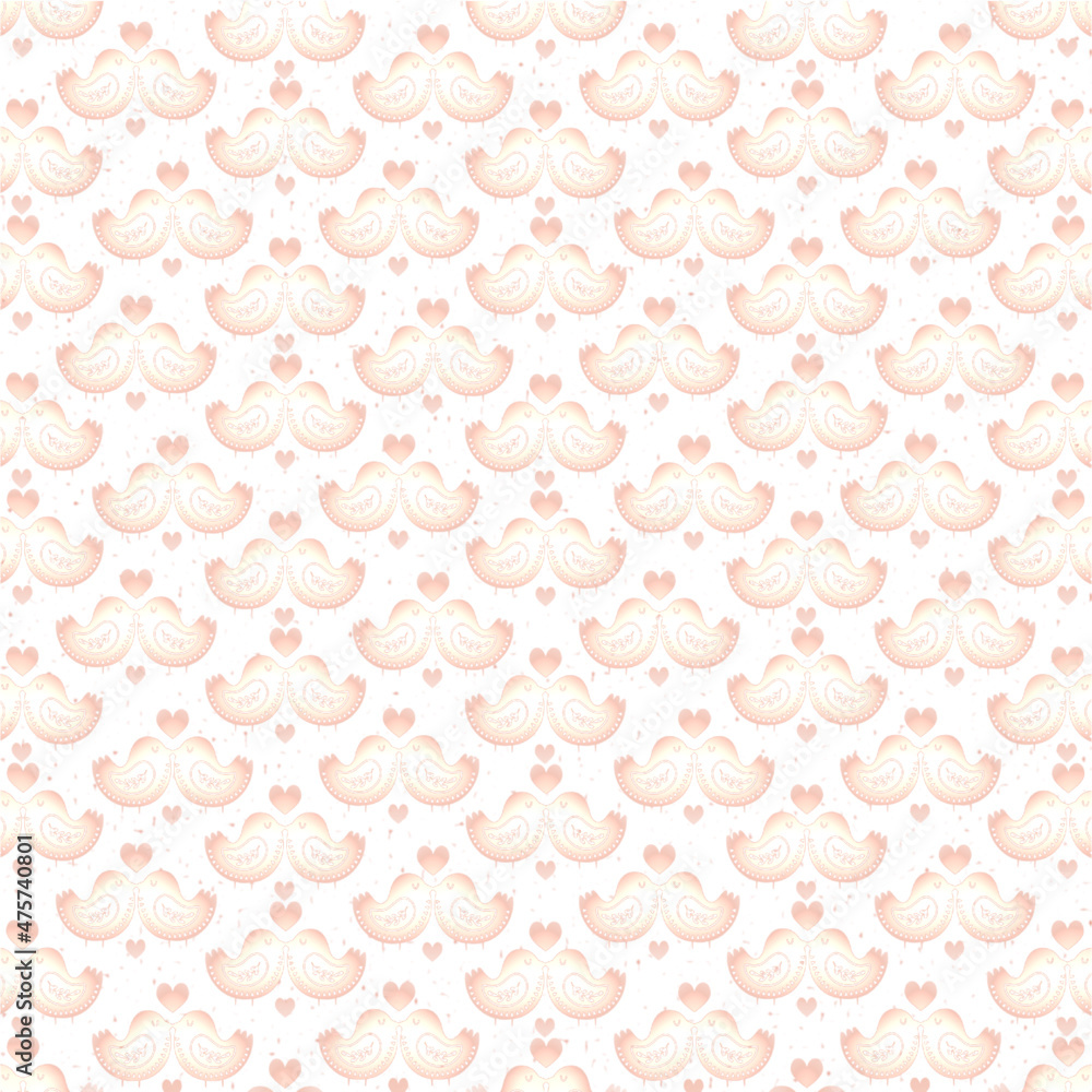 orange pattern of birds in love. orange pattern of birds in love.