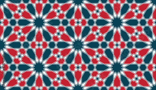 Geometric Islamic Seamless Pattern for decoration greeting card or interior. Vector Illustration.