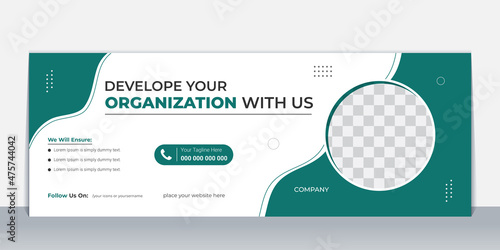 Corporate Facebook cover page design template, Creative Business social media cover, post, web banner design layout, Green color clean design with unique shapes